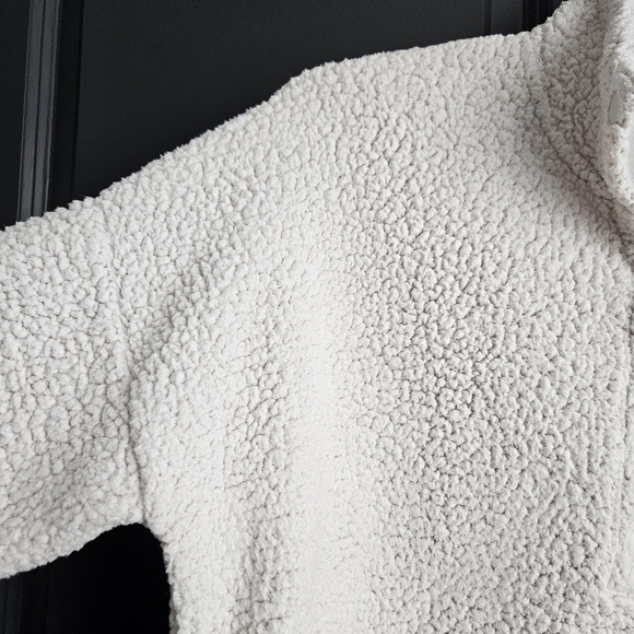 Aerie Sherpa Fleece Snap Up Cream Colored Pullover Women's Medium - Picture 6 of 9